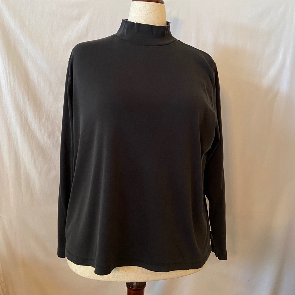Liz Claiborne Black Mock Neck Long Sleeve Shirt 1X